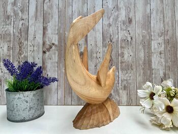 Wooden Dolphin Wine Bottle Holder Hand Carved Dolphin, 2 of 7