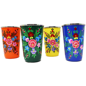 Hand Painted Metal Tumbler Cups Set Of Four, 8 of 9