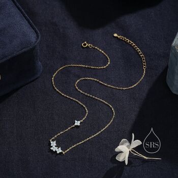 Tiny Blue Hydrangea Bouquet Cz Necklace, 6 of 11