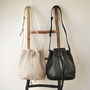 Resa Drawstring Bucket Bag: Black Leather, thumbnail 8 of 10