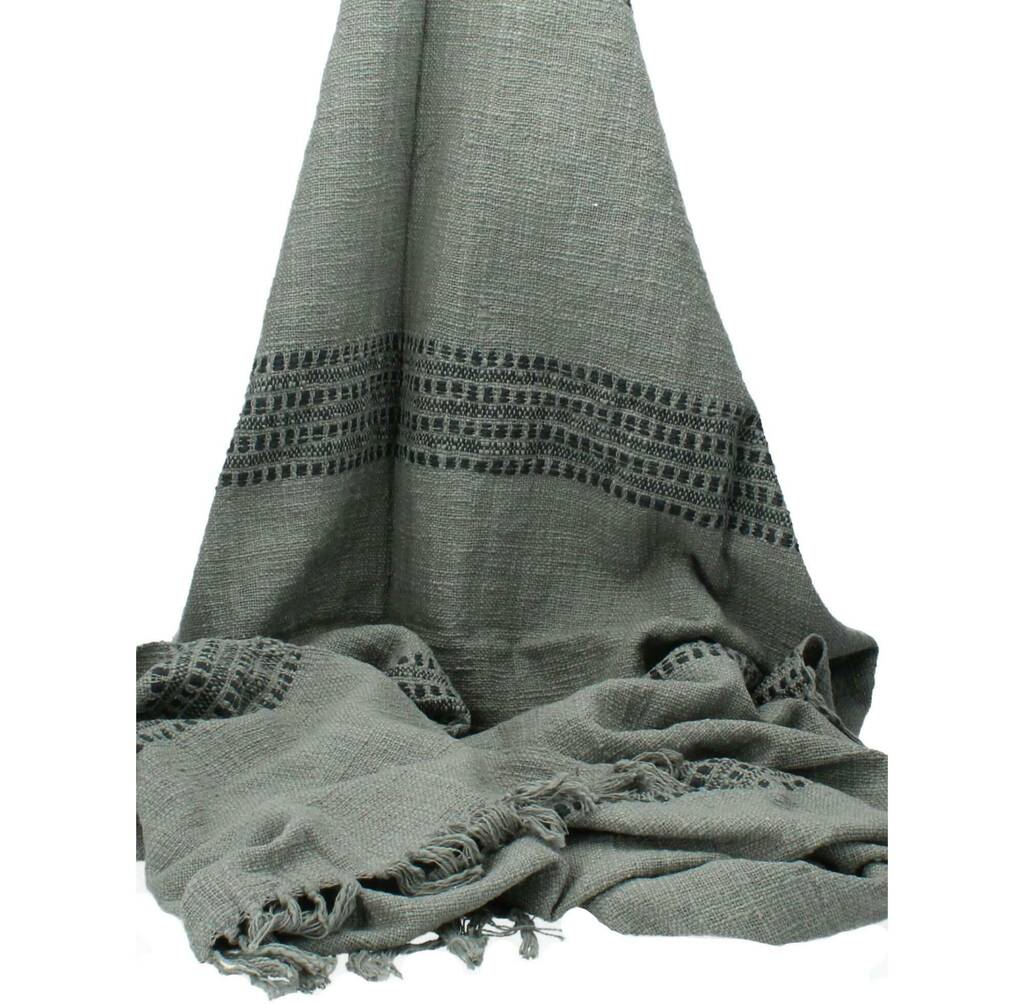 Grey Plaid Throw Blanket By The Little House Shop