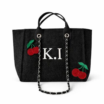 Personalised Custom Cherry Large Chain Initial Tote Bags, 2 of 4