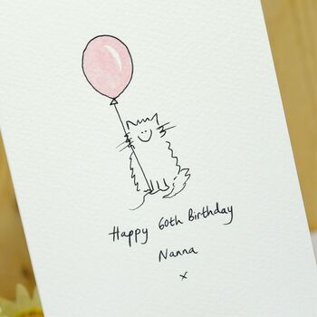Personalised 'Cat With Balloon' Handmade Card, 5 of 9