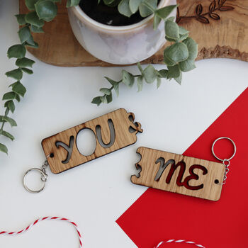 You And Me Interlocking Key Rings For Valentine's, 2 of 4