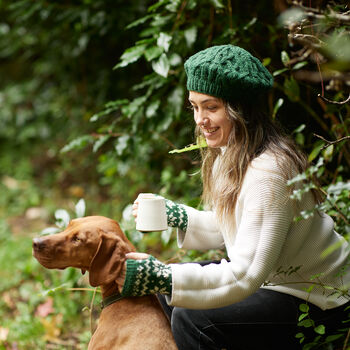 Fair Trade Snowflake Wool Wristwarmer Fingerless Gloves, 3 of 8