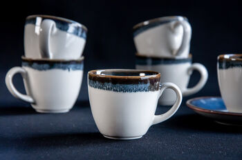 Navy Set Of Six Porcelain Espresso Cup And Saucer, 12 of 12