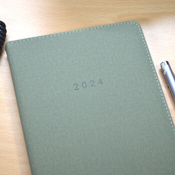 2024 Personalised Vegan A5 Diary Emerald And Grey, 4 of 7