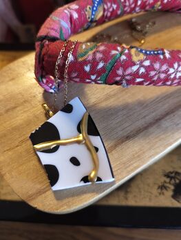 Black And White Spot Kintsugi Necklace, 2 of 3