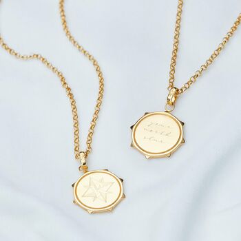 Personalised North Star Gold Medallion Necklace, 3 of 12