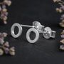 Sterling Silver Karma Circle Stud Earrings, thumbnail 3 of 9