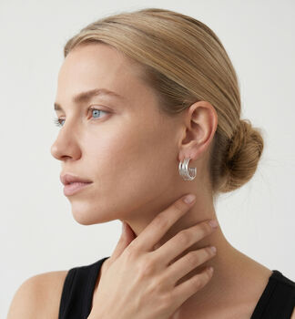 Nami 925 Sterling Silver Plated Twist Hoop Earrings, 2 of 6