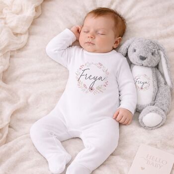 Personalised Soft Rabbit Teddy For New Baby Grey, 4 of 5