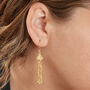 Gold Plated Silver Beaded Tassel Drop Earrings, thumbnail 2 of 5