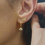 Minimalist Small Evil Eye Charm Dainty Hoop Earrings, thumbnail 2 of 4