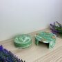 Set Of Four Emerald Green Coasters And Holder, thumbnail 6 of 8