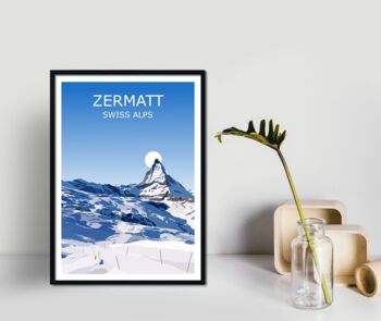 Zermatt Swiss Ski Resort Art Print, 2 of 3