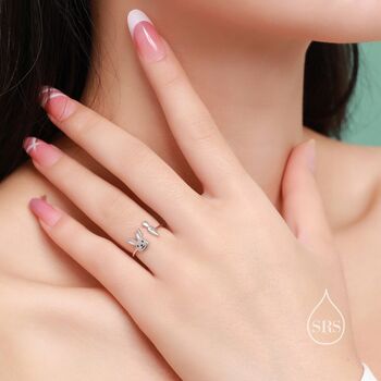 Rabbit And Carrot Open Ring In Sterling Silver, 2 of 12