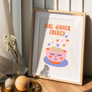 Girl Dinner Energy Illustrated Friendship Print, 2 of 8