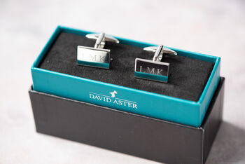 Personalised Silver Rectangle Cufflinks And Gift Box, 3 of 8