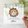 Personalised Woodland Crochet Lion 1st Birthday Card, thumbnail 2 of 4