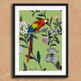Parrot Floral Green Vintage Style Art Print, thumbnail 5 of 6