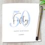 Personalised 50th Birthday Card Blue Fifty, thumbnail 2 of 5