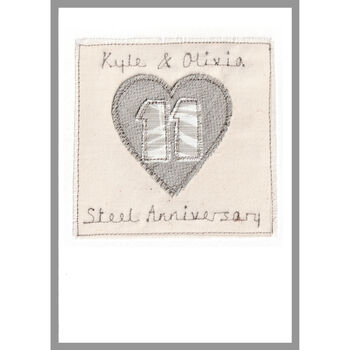 Personalised 11th Steel Wedding Anniversary Card, 7 of 7