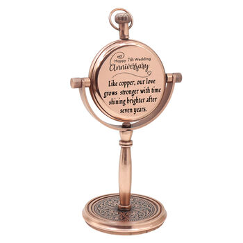 Personalised 7th Anniversary Gift Copper Desk Clock, 4 of 12