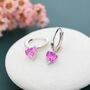 Sterling Silver Ruby Pink Heart Cz Huggie Hoop, thumbnail 3 of 9