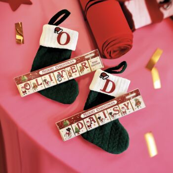 Personalised Christmas Knitted Stockings With Chocolates, 4 of 5