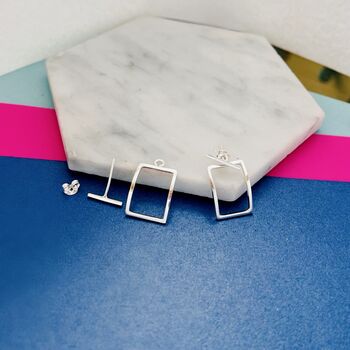 Gold Curved Rectangle Ear Jackets, 5 of 7