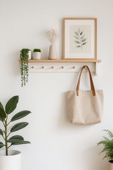 Nursery Shelf With Pegs. Oak Shaker Peg Shelf, 6 of 10
