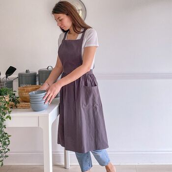 Linen Apron Gift For Her Kitchen Pinafore Cross Back, 8 of 10