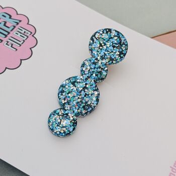 Blue Bubble Glitter Hair Clip / Festival Fashion Clip / Summer Holiday Hair Slide / Whimsical Ocean Theme Hair Accessory, 3 of 4
