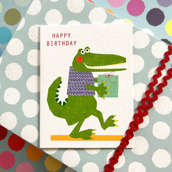 Happy Birthday Crocodile Mini Card, 3 of 5