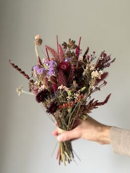 Plum And Lilac Dried Flower Bouquet, 2 of 6