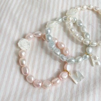 Girls Freshwater And Flower Pearl Initial Bracelet, 2 of 4