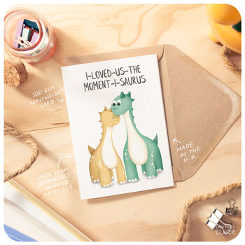 Dinosaur Pun Cute Love Anniversary Birthday Card Husband Wife Partner Boyfriend Girlfriend, 3 of 4