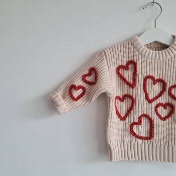 Hand Embroidered 'Hearts' Baby And Toddler Jumper, 3 of 3