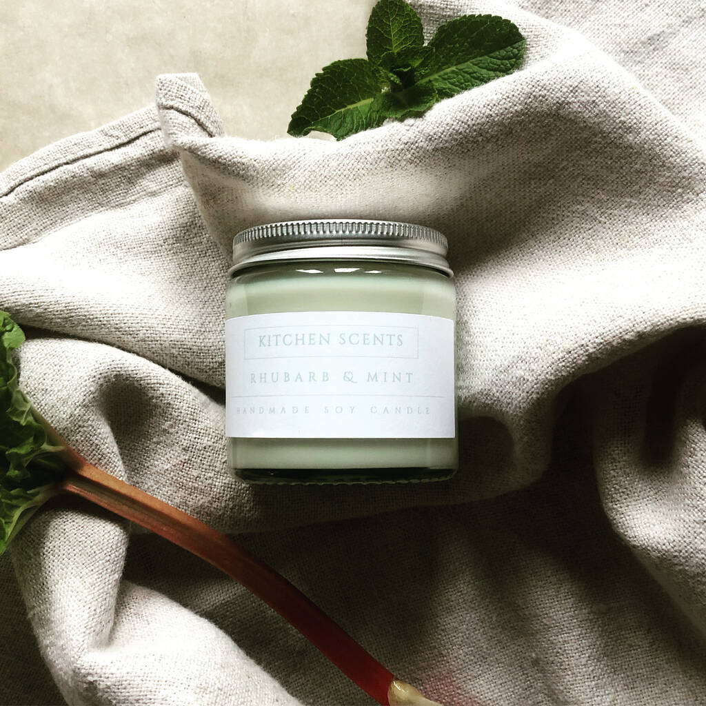 Rhubarb And Mint Soy Candle By Kitchen Scents | notonthehighstreet.com