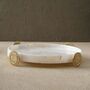 Round White Marble Tray With Embossed Gold Feet, thumbnail 1 of 2