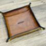 Personalised Burnt Tan Square Leather Desk Accessories Tray, thumbnail 3 of 12