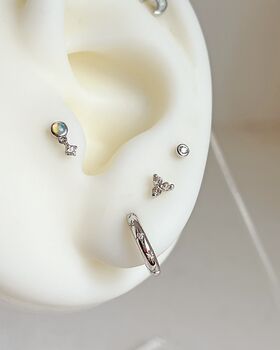 14k White Gold Opal Moon Labret Stud, 3 of 5