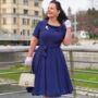 Cindy Dress In French Navy Vintage 1940s Style, thumbnail 2 of 2