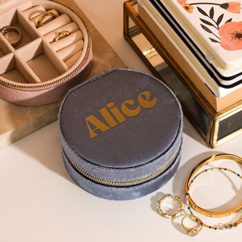 Personalised Velvet Name Jewellery Box Travel Gift For Her, 5 of 9