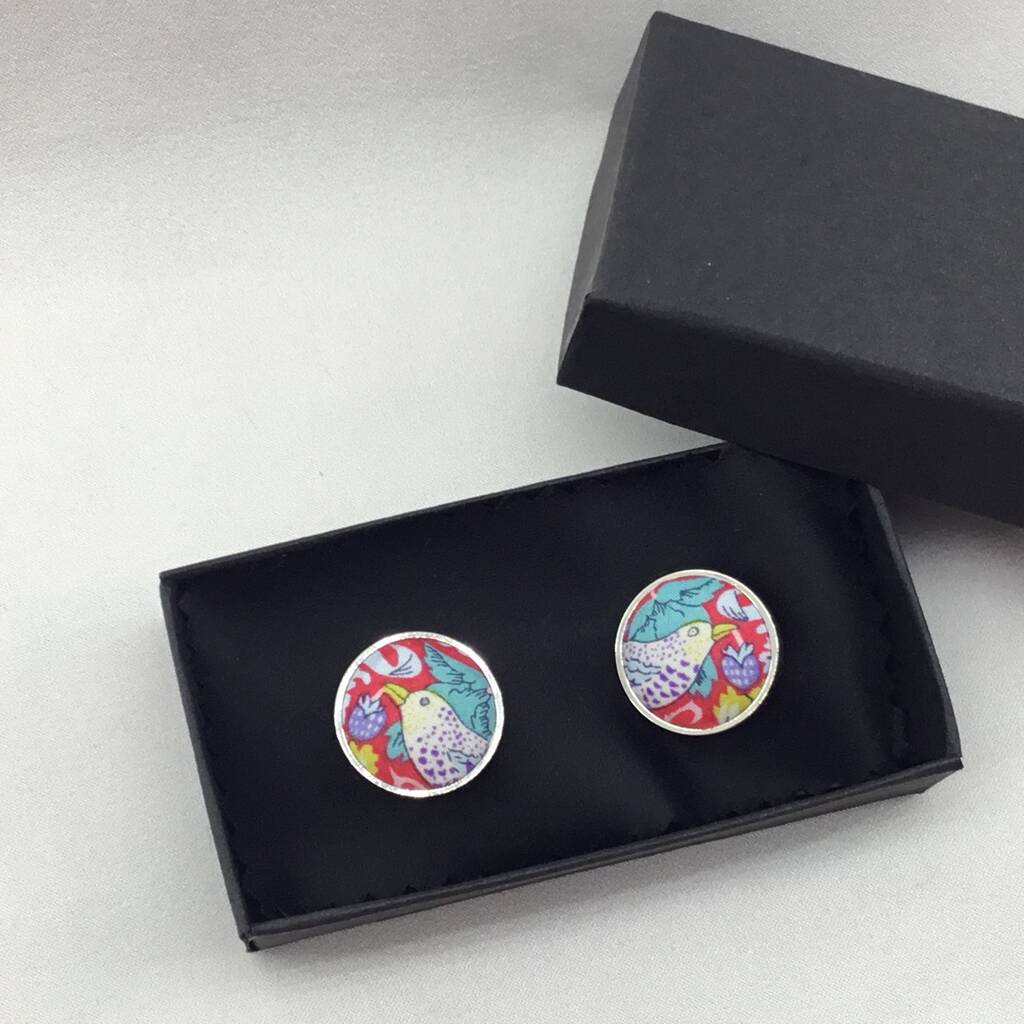 Image of Liberty Cuff Links In Red Strawberry Thief