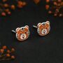 Girls Sterling Silver Tiger Stud Earrings, thumbnail 3 of 5