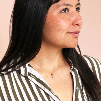 Double Hammered Fish Pendant Necklace In Gold Plating, 3 of 4