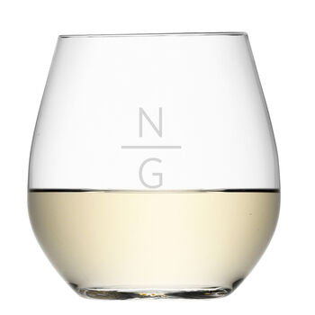 Monogrammed Stemless White Wine Glass, 3 of 8