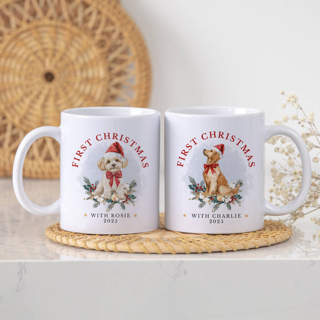Personalised Dogs First Christmas Keepsake Mug Multiple Breeds, 1 of 10